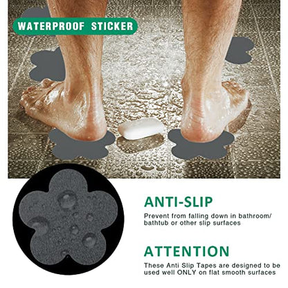 Non Slip Bathtub Stickers 28 PCS Adhesive Anti Slip Shower Stickers for Bath Tub Bathroom Stairs Flower-Stickers, Grey - color: Grey