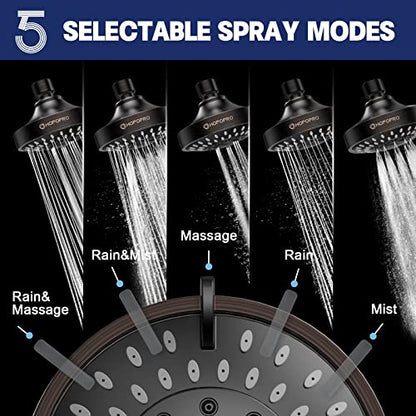 High Pressure Shower Head, HOPOPRO 5-Mode Fixed Showerhead, NBC Recommended | The Washington Post, NBC, Today Recommended, Consumer Reports Tested High Flow Fixed Shower Head (4 Inch Oil Rubbed Bronze) - color: Oil Rubbed Bronze, style: 4 Inch Modern