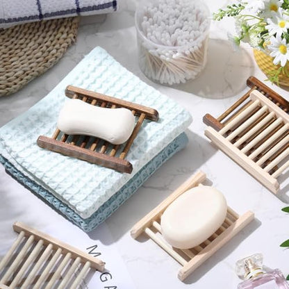 Rtteri 80 Pieces Bamboo Wood Soap Dish Tray Bathroom Wooden Soap Holder Handmade Bathtub Shower Dish Accessories for Home Bathroom Kitchen Sponge Scrubber