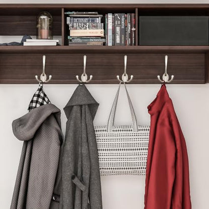 IBosins 18 Pack Silvery Big Heavy Duty Wall Mounted Three Prongs Coat Hooks | Coat Hooks Wall Mounted with 36 Screws Retro Double Utility Rustic Hooks for Big Heavy Bag - color: 18 Pcs Matte Nickel