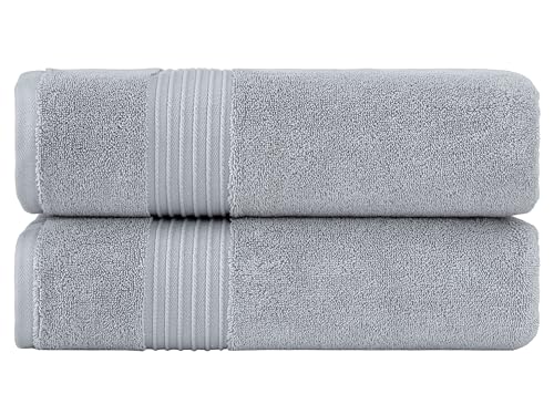 Milara Turkish Super-Plush Bath Towels Set 2-Piece | Premium Cotton Bath Towel Set Absorbent, Durable with Hanging Loops | Silver Gray Color Turkish Bath Towels, (27 x 54 Inches) - color: Silver Gray, size: Bath Towel (2 Pcs) - 27" x 54"