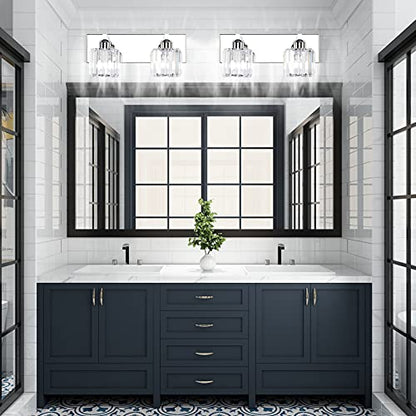 Aipsun Bathroom Vanity Lighting Fixtures Crystal Vanity Lights for Bathroom 2 Lights Stainless Steel Wall Lighting Fixtures(Exclude Bulb) - color: Chrome (Round), size: 15 inch