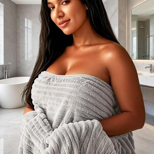 Luxury 2-Piece Quick-Dry Bath Towel Set 27.5X 55 Inches – Ultra Soft Microfiber for Bathroom, Bar, Pool, Gym & Travel – Elegant Twill Design - color: 2lightgrey