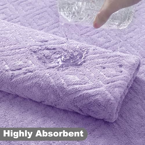 Smuge 18-Piece Bath Towel Set, Include 6 Bath Towel Sheets, 6 Hand Towels and 6 Washcloths - Highly Absorbent Quick Dry 100% Microfiber,Ultra Soft Bathroom Towel Set (Light Purple) - color: Light Purple, size: 18 Pcs Bath Towel Set