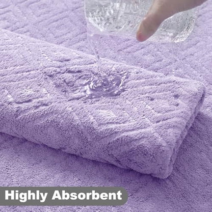 Smuge 18-Piece Bath Towel Set, Include 6 Bath Towel Sheets, 6 Hand Towels and 6 Washcloths - Highly Absorbent Quick Dry 100% Microfiber,Ultra Soft Bathroom Towel Set (Light Purple) - color: Light Purple, size: 18 Pcs Bath Towel Set