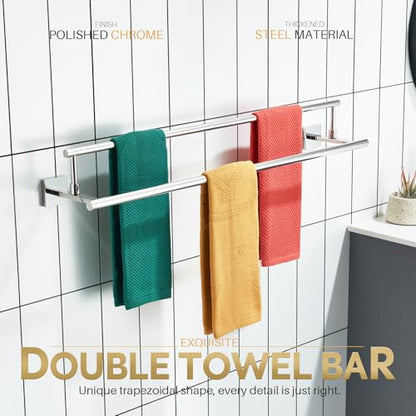 KOKOSIRI Towel Holder Polished Chrome 32-Inch Bathroom Double Bath Towel Bars Kitchen Rack Wall Mounted Stainless Steel B5009CH-L32 - color: Polished Chrome, size: 32-Inch
