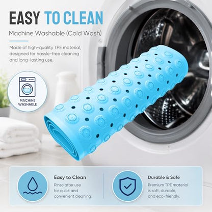 Bathtub Mat Non-Slip – 39" x 15.5" Extra Long Shower Mat with Suction Cups, BPA Free & Machine Washable, Textured Bath Mat for Tub, Ideal for Kids, Seniors & Pregnant Women, Blue - color: Blue