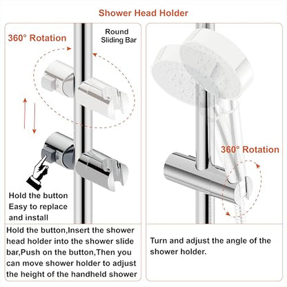 Shower Slider bar 18 Inches with Adjustable Handheld Shower Head Holder for Bathroom Shower Bar for Shower Head Stainless Steel Sliding bar with ABS Slider, (Polished Chrome) - color: Polished Chrome