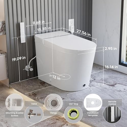 Smart Toilet with Bidet Built in, Foot Sensor, 1.28GPF(CD-K020) | Bidet Toilet with Wider Heated Seat, Warm Water & Dryer, Auto Flushing, Night Light, Remote Control - color: CD-K020
