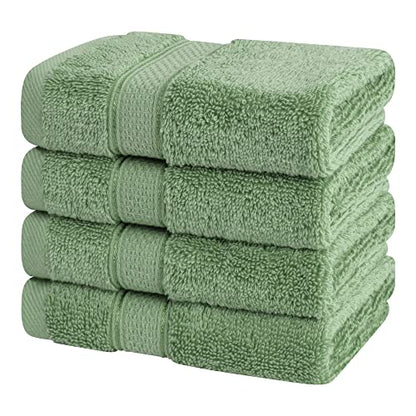 American Soft Linen Salem Washcloth Sets, 4 Piece Luxury 600 GSM 100% Cotton Washcloths for Bathroom, 13x13 inches Washrags Premium Quality Hand Face Towels, Sage Green - color: Sage Green, size: 13x13"