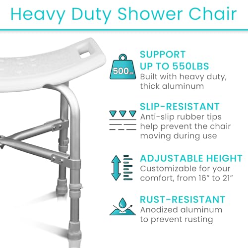 Vive Heavy Duty Bariatric Shower Chair | Bath Stool & Bathtub Seat for Inside Tub Elderly, Seniors, Handicap & Disabled Adults- Non-Slip, Adjustable, Supports 550 lbs - size: Bariatric