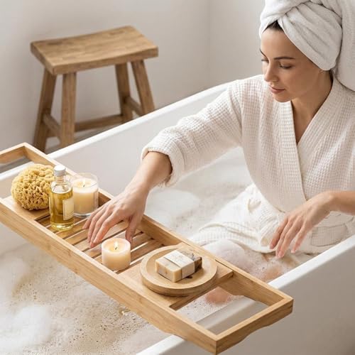 20Pcs Bamboo Soap Dish Set for Bar Soap, Bamboo Soap Holder with Self-Draining Soap Tray, Shampoo Bar Holder for Bathroom Kitchen Sink Travel, Round and Square Wooden Organizers for Sponges Razors