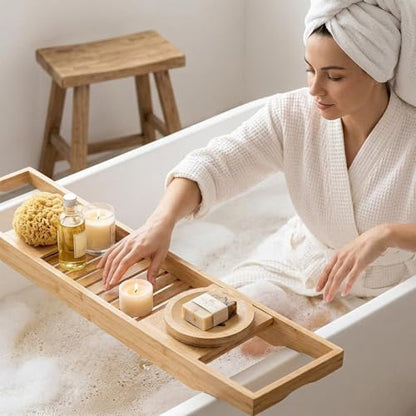 20Pcs Bamboo Soap Dish Set for Bar Soap, Bamboo Soap Holder with Self-Draining Soap Tray, Shampoo Bar Holder for Bathroom Kitchen Sink Travel, Round and Square Wooden Organizers for Sponges Razors