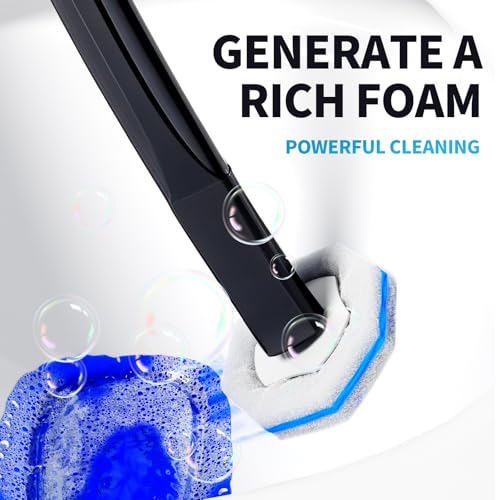 Disposable Toilet Brush with 50 Cleaner Refills Pads，Wall Mounted Toilet Bowl Holder Set，Toilet Cleaning System Starter Kit，Bathroom Cleaning System for Sink Bathtub Wash Basin