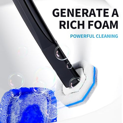 Disposable Toilet Brush with 50 Cleaner Refills Pads，Wall Mounted Toilet Bowl Holder Set，Toilet Cleaning System Starter Kit，Bathroom Cleaning System for Sink Bathtub Wash Basin