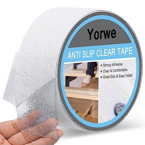 Yorwe Anti Slip Tape Transparent, More Clear and Comfortable Safety Track Tape (2" Width x 190" Long, Clear) - size: 2" Width x 190" Long