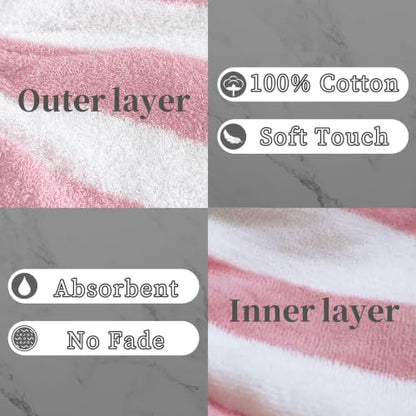 VOOVA & MOVAS Shower Mitts 6 Pack Pink Stripe,European Style with Loop | Body Wash Gloves, Gentle Texture, Durable Cotton Fabric, Ideal for Face Care, Shower and Home Use. - color: Pink Stripe&white, size: 6PC Bath Mitts