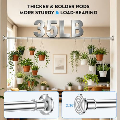Outdoor Tension Rods No Drilling Curtain Patio Shower Bathroom Curtain Rod Windows Heavy Duty 30-100 Inch Silver Adjustable 1.1 Inch Diameter Thick Spring No Rust - color: Silver, size: 30-100 inches