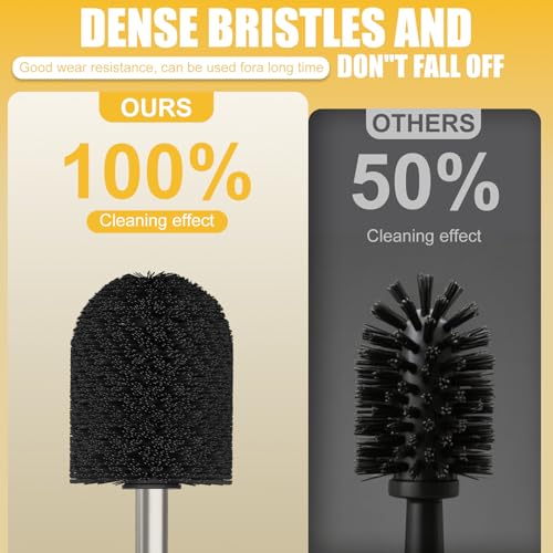 Toilet Brush and Holder, Toilet Cleaner Bowl Set with Two Brush with Extra Long Handle, Durable Bristles Toilet Scrubber and Covered Holder, Drip-Proof Stainless Steel Brushed Nickel - color: Brushed Nickel