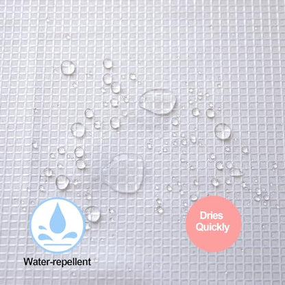 White Waffle Shower Curtains 65 Inches Long for Step in Tub with 12PK Hooks | Water-Repellent Fabric 12PK Hooks - color: White, size: 70"W x 65"L (Pack of 1)