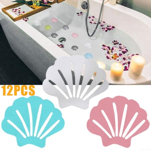 Anti Slip Bath Stickers For Shower Floor Safety, Non Slip Grip Tape Strips, Clear Textured Decals For Bathtub, 12 Pieces Shell Shape(Clear) - color: Clear