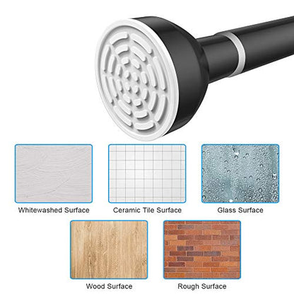 Shower Curtain Rod Tension, Adjustable 40-73 inch, Premium Stainless Steel, Anti-Slip, No Drilling, No Rust, for Bathroom, Black, TEECK. - color: Black, size: 40-73 Inches