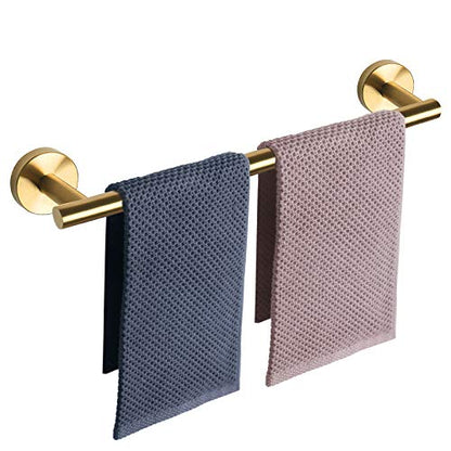 NearMoon Bath Towel Bar, Thicken Stainless Steel Shower Towel Rack Holder Wall Mounted for Bathroom, 24-lnch Overall Length-21-lnch Usable Hanging Space (1 Pack, Brushed Gold) - color: Brushed Gold, size: 24 Inch