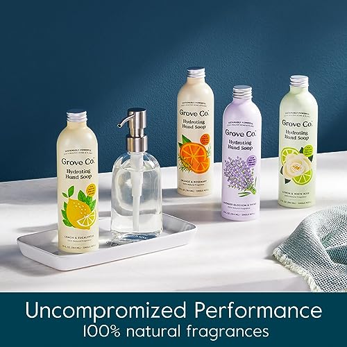 Grove Co. Gel Hand Soap Dispenser, 2 x 13.5 oz Glass Bottles | Glass bottles; Stainless-steel pumps; Reusable; Pair with Grove Co. Hand Soap; No Plastic Waste - size: 27 Ounce ( Pack of 2)
