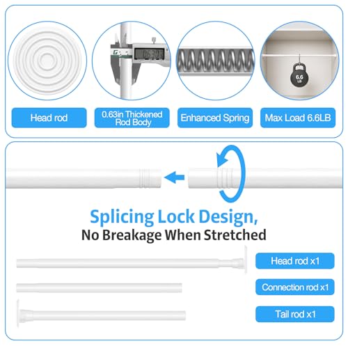 1 Pack Spring Tension Rod, Adjustable 33-59 Inch No Drill, White | 5/8 Inch Diameter Spring Loaded Dual-Range Rod (45-47in Not Compatible), Fits Windows Kitchen Doorway Cupboard - color: White, size: 33-59IN-1P
