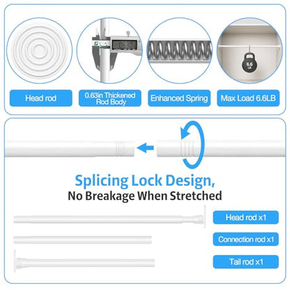 1 Pack Spring Tension Rod, Adjustable 33-59 Inch No Drill, White | 5/8 Inch Diameter Spring Loaded Dual-Range Rod (45-47in Not Compatible), Fits Windows Kitchen Doorway Cupboard - color: White, size: 33-59IN-1P