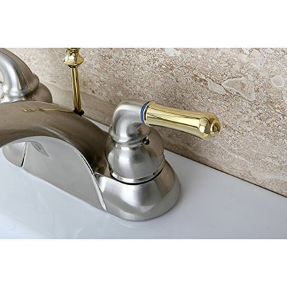 Kingston Brass KB2629 Naples 4-Inch Centerset Lavatory Faucet, Brushed Nickel and Polished Brass - color: Brushed Nickel/Polished Brass