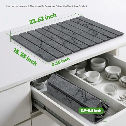 Stone Drying Mat for Kitchen Counter, Quick Diatomaceous Earth Mats for Dishes, 24"L x 16" W Super Absorbent Fast-Drying Collapsible Countertop Stone Mat (Marble Grey, 24" x 16") - color: Marble Grey