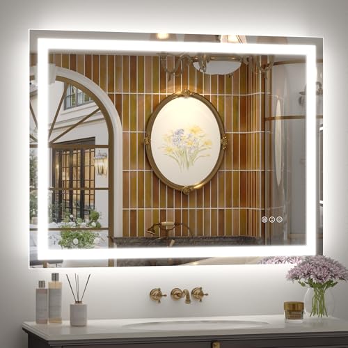 40x30 Inch LED Bathroom Mirror for Wall | Lighted Bathroom Vanity Mirror, Front Lights + Backlit, Dimmable, Anti-Fog, Shatter-Proof, ETL Listed(Horizontall/ Vertical) - color: Frameless, size: 40"L x 30"W