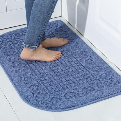 COSYHOMER 32x20 Half Round Kitchen Rug,Non Slip Washable Mat,Blue 1PC | Polypropylene tufted textile,small half circle rug,kitchen sink mat,Kitchen floor mat - color: Blue, size: 1'8" x 2'8" (Semicircular)