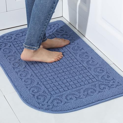 COSYHOMER 32x20 Half Round Kitchen Rug,Non Slip Washable Mat,Blue 1PC | Polypropylene tufted textile,small half circle rug,kitchen sink mat,Kitchen floor mat - color: Blue, size: 1'8" x 2'8" (Semicircular)