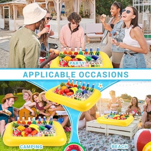 FillTouch Rectangular Inflatable Serving Bar Floating Drink Holder for Pool Inflatable Cup Holders Hot Tub Accessories, Adults Swimming Fun Drink Floats for Swimming Pool Party(Yellow) - color: Yellow