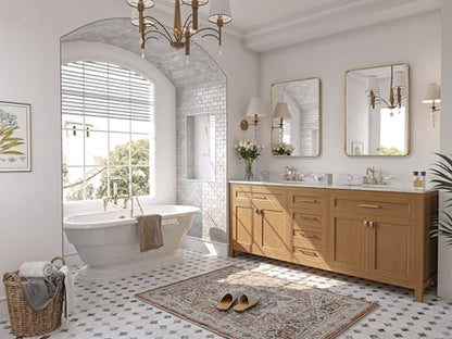 24"x36" Champagne Bronze Mirror Bathroom, Beaded Vanity Mirror | Mount Vertically or Horizontally, Shatterproof Safety, HD, Brass Vanity Mirror for Bedroom Entryway Living Room Fireplace - size: 36"L x 24"W