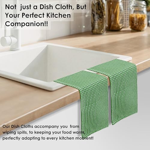 12 Pack Dual Tone Waffle Weave Dish Cloth, 12x12 Inches, 100% Cotton Dishcloth Set, Super Absorbent, Quick Drying, Soft Hand Towels for Cleaning, Washing, Durable, Mint Green - color: Mint Green