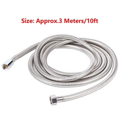 Tyenaza 3m Shower Hose, Stainless Steel Explosion Proof Long Shower Hose Replacement Bathroom Accessories