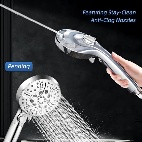 RV Shower Head with Hose, Shower Head with Handheld, 10 Modes High Pressure Shower Heads for Home/RV/Camper/Travel Trailer, Handheld Shower Head Holder and Extra Long 5ft Stainless Steel Hose