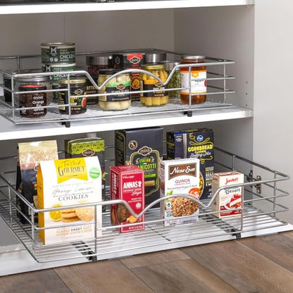 HOLDN’ STORAGE Pull Out Cabinet Organizer, Pantry Drawer, 30"W x 21"D x 5"H | Heavy-Duty Full-Extension, Roll Out Shelf for Pots, Pans & Under Sink Storage, Chrome, Require a 30.25"W Cabinet Opening - size: 30 Inch