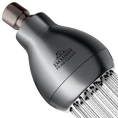 High Pressure Shower Head - Powerful Deluxe Bathroom Showerhead with Strong Spray Stream and Small Silicone Nozzles - Universal Fit Works with High and Low Water Flow Showers Matte Charcoal -1.8 GPM - color: Matte Charcoal, size: 1.8 GPM
