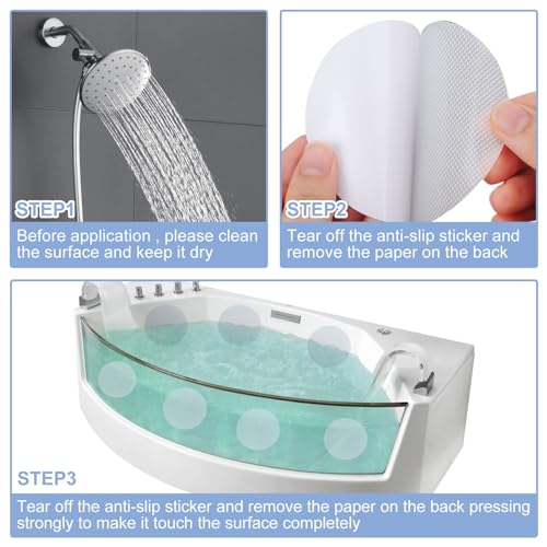 40 PCS Non-Slip Bathtub Stickers, Anti Slip Shower Stickers Safety Bathtub Strips Adhesive Decals with Premium Scraper for Bath Tub Shower Stairs (Clear)