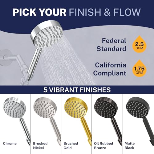 HammerHead Showers® Solid Metal Hand Held Shower Head - CHROME - 2.5 GPM High Pressure Shower Heads 4 Inch Spray Wand | Made from 304 Stainless Steel with Silicone Nozzles - color: Polished Chrome, size: 2.5 GPM