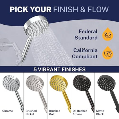 HammerHead Showers® Solid Metal Hand Held Shower Head - CHROME - 2.5 GPM High Pressure Shower Heads 4 Inch Spray Wand | Made from 304 Stainless Steel with Silicone Nozzles - color: Polished Chrome, size: 2.5 GPM