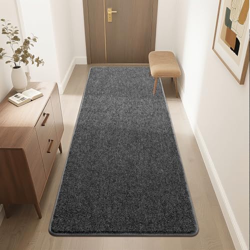 2x6 Runner Rug for Bedroom, Washable Non Slip Entryway Rug for Hallway Kitchen Living Room, Small Area Throw Rugs Memory Foam Indoor Carpet for Teen Kids Nursery Dorm Decor, Dark Grey - color: Dark Grey-white, size: 2x6Feet