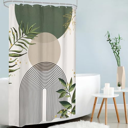 Sage Green Stall Small Boho Bohemian Olive Bathroom Shower Curtain Set | Dark Teal look; 48"W x 72"L. waterproof HD print, quick-dry fabric and free hooks for easy setup. - color: A-01green, size: 48"W x 72"L (Pack of 1)
