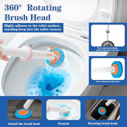 Disposable Toilet Brush,with 24 Refill Heads and Holder,Clean Brush Starter Kit,with 1 Toilet Wand, 1StorageCaddy and,3Fragrant Tablet, Toilet Wand Kit,Deep Cleaning Bathroom. - color: 1-24white