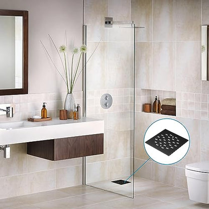 YFZGZA 4-1/4" Screw-in Square Floor Drain Cover | Shower Strainer Grate Drain Replacement Cover,Easy to Install, Removable Sus304 Stainless Steel