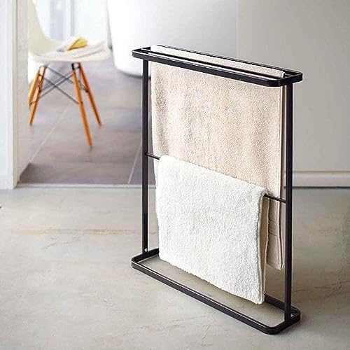 Freestanding Towel Rack with 5 Rails for Small Bathrooms Kitchens and Hotels-Black-63x18x76cm - color: Black